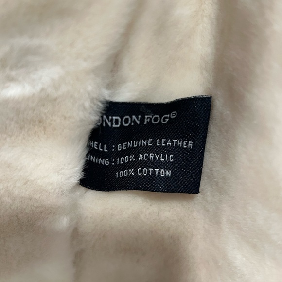 LONDON FOG Tan Suede Leather Faux Shearling Zip Up Jacket SIZE Medium - Picture 6 of 8